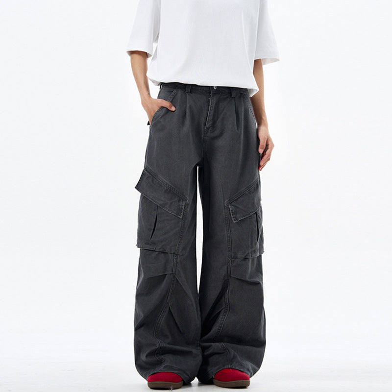 Men's wide technical multi-pocket cargo pants in palazzo cut Mune Fashion