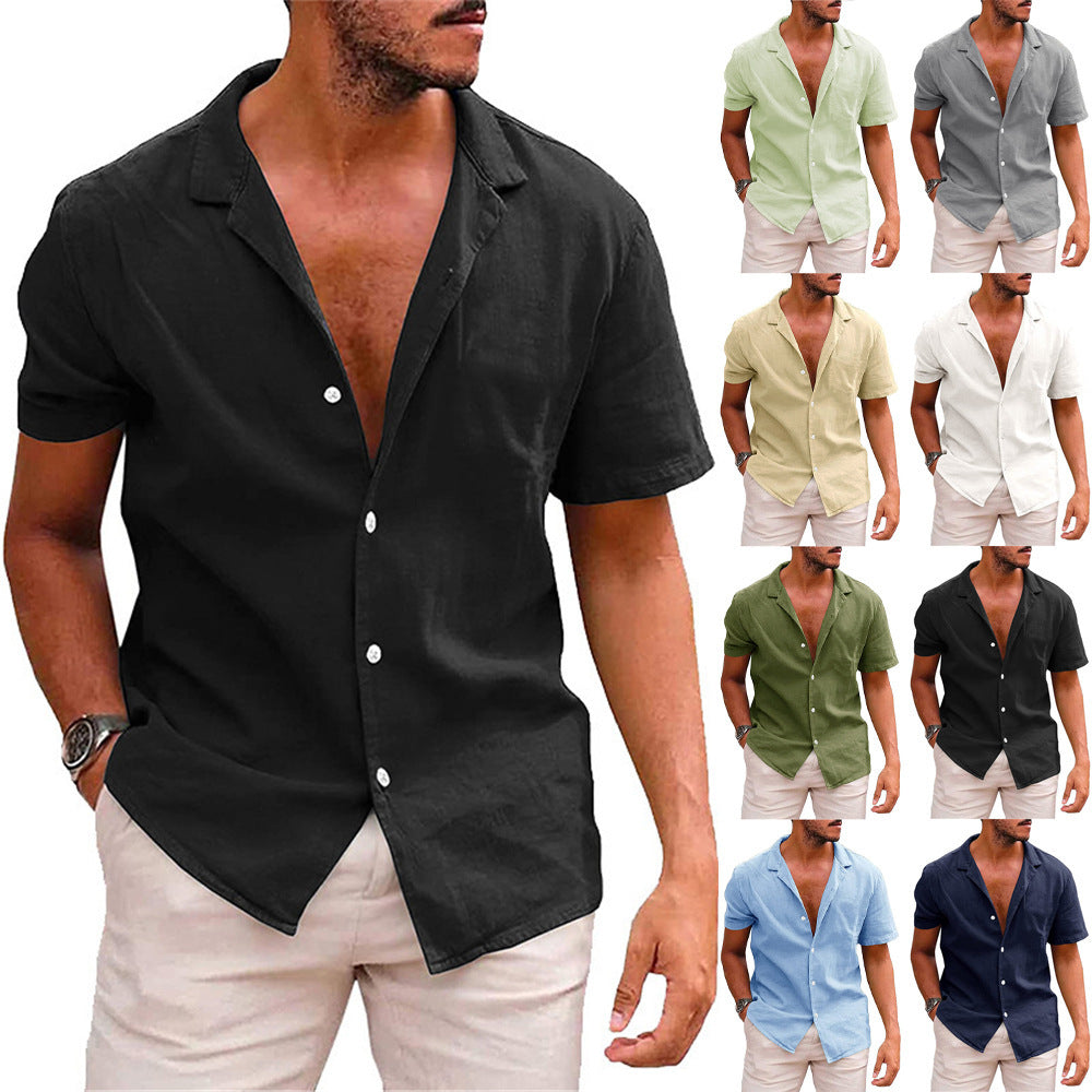 Men's Short Sleeve Leisure Shirt made of Lightweight Linen Mune Fashion