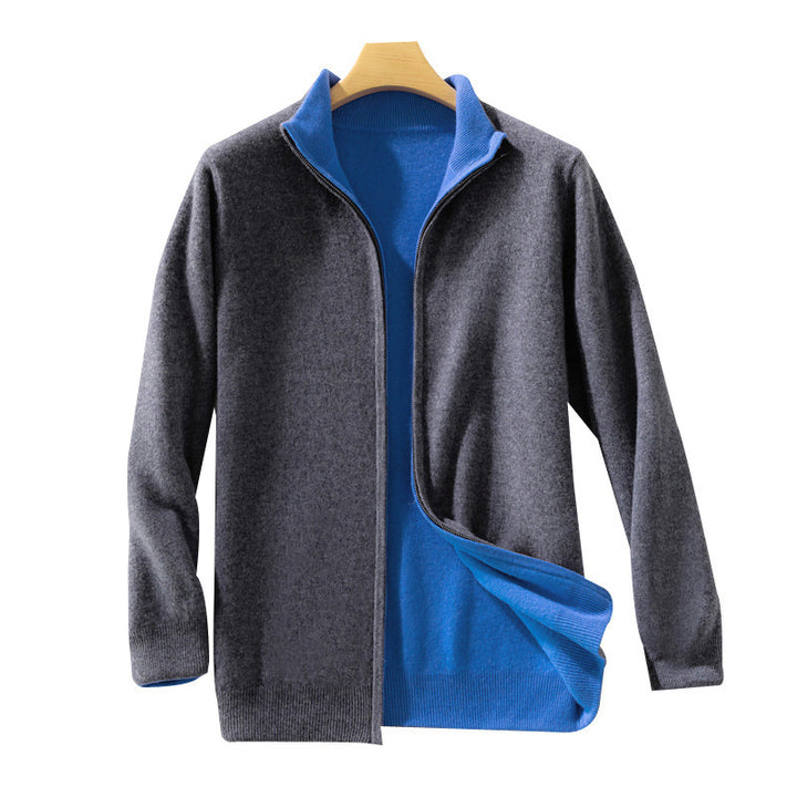 Women Short-Cut Zip Knitted Cardigan with Stand-Up Collar and Cashmere-Like Softness Mune Fashion
