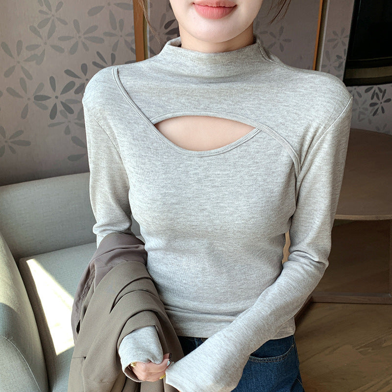 Women's Elegant Long Sleeve Shirt with Cut-Outs