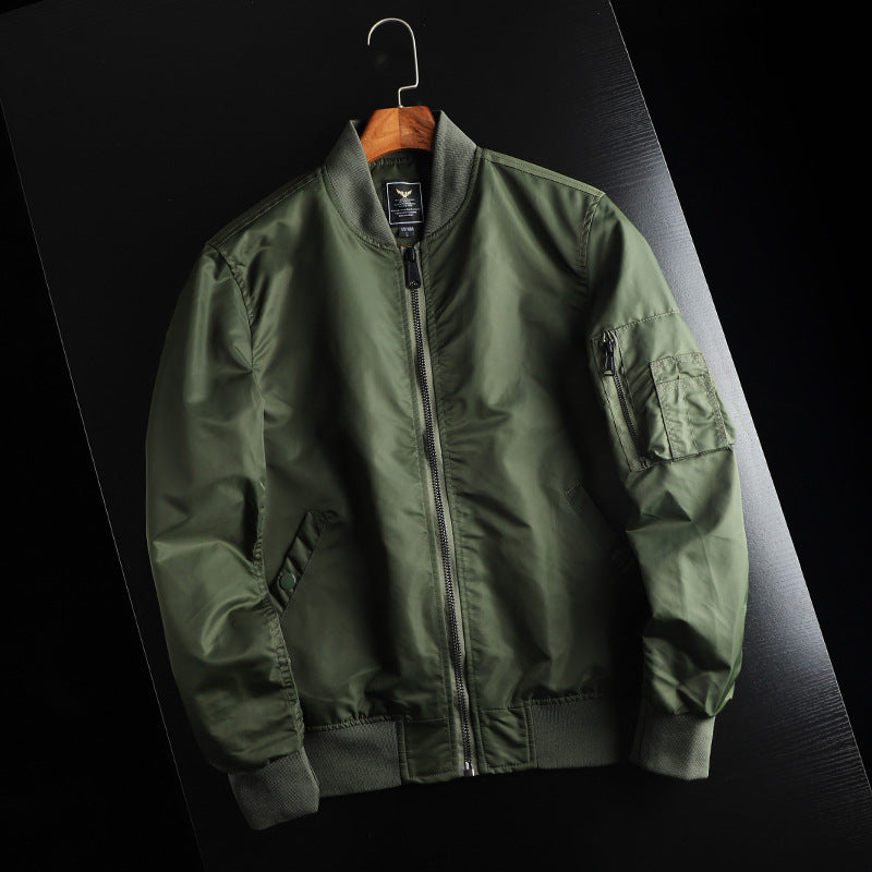 Men's windproof nylon bomber jacket in MA-1 style with arm pocket and ribbed cuffs Mune Fashion