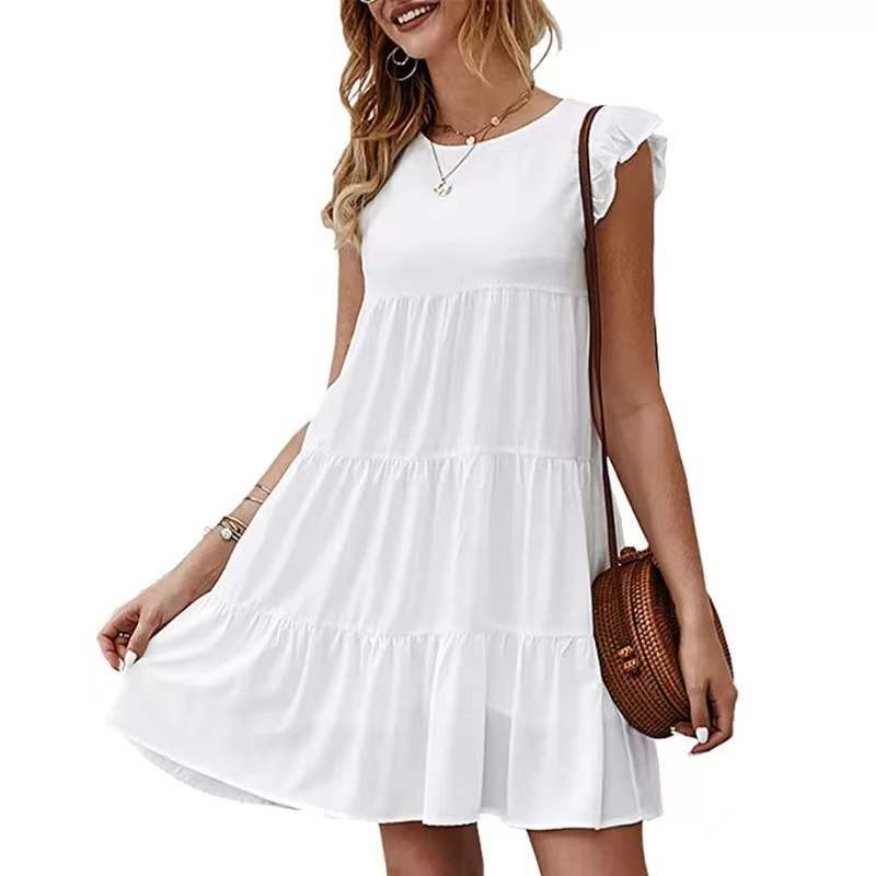Women's tiered dress with ruffle sleeves and loose A-line cut Mune Fashion
