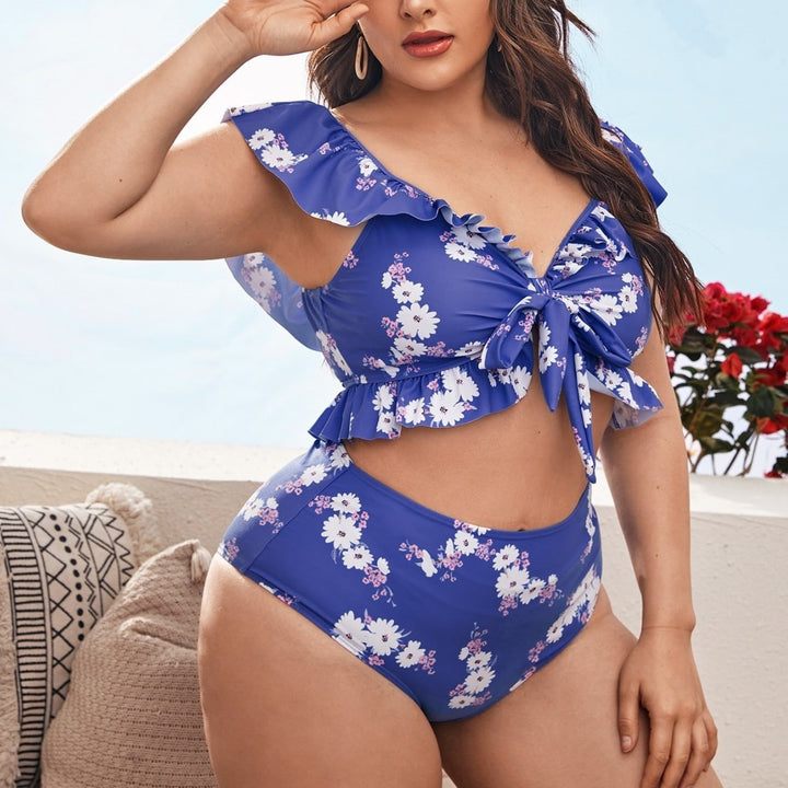 Women's bikini set with floral wrap top and high-cut bottoms Mune Fashion