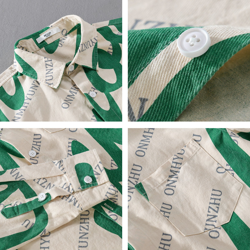 Men's Typographic Overshirt Shirt made of Cotton Twill in Relaxed Fit with Chest Pocket Mune Fashion
