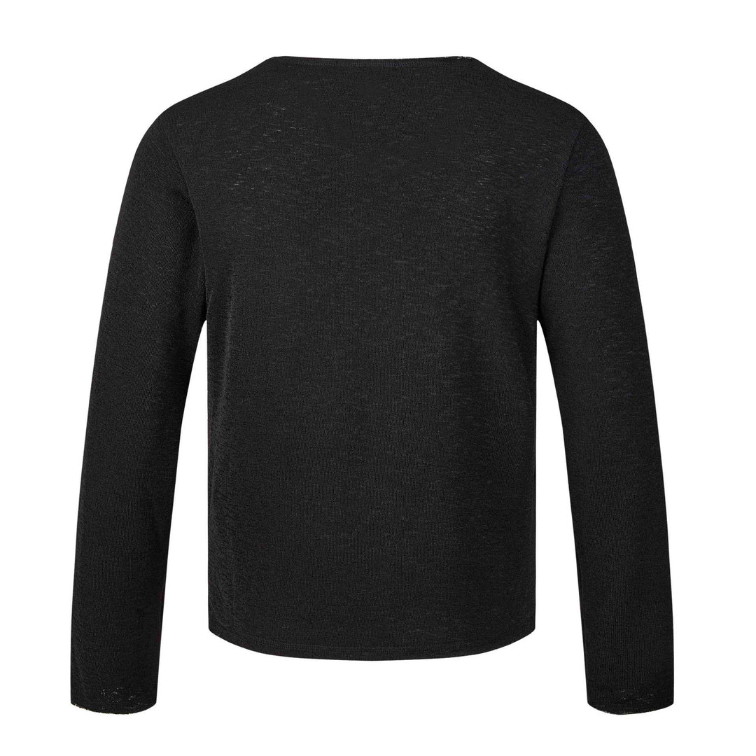 Unisex Long Sleeve Fine Knit Shirt with Crest Print Mune Fashion