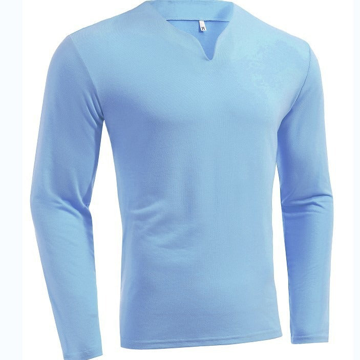 Men's long sleeve shirt with V-neck Slim Fit cotton blend and elastic comfort waistband Mune Fashion