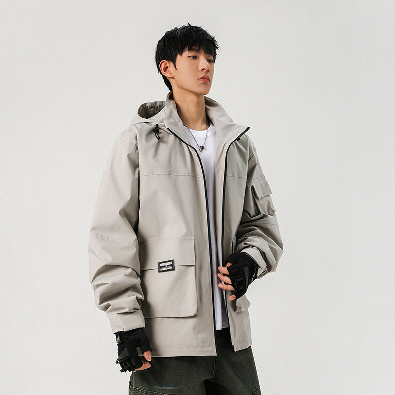 Men's Oversize Utility Jacket with Technical Softshell, Hood and Multiple Pockets Mune Fashion