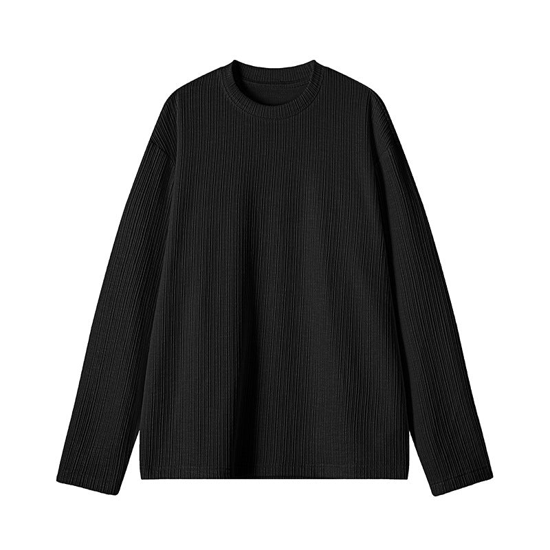 Men's Ribbed Long Sleeve Shirt made of Fine Knit with Round Neckline Mune Fashion