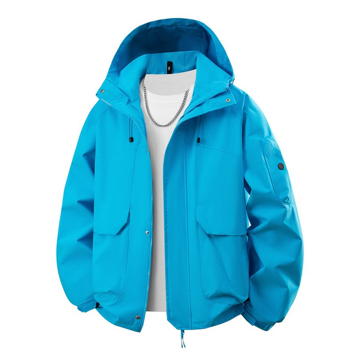 Men's waterproof hooded outdoor jacket with windproof membrane, adjustable hem, and multifunctional pockets Mune Fashion
