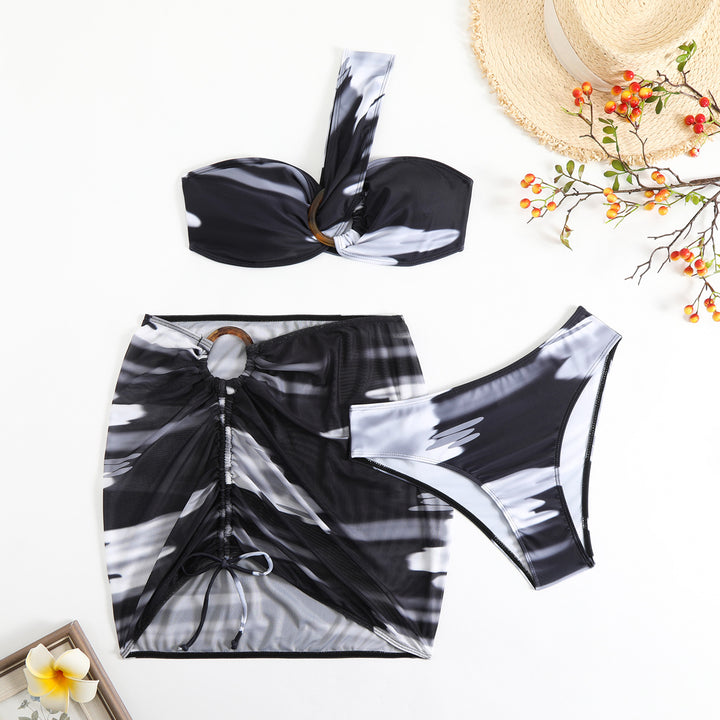 Women's Cropped Bikini Set with Playful Ruffle Design and Elegant Tie Strap System Mune Fashion