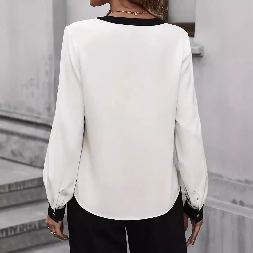 Ladies Elegant Blouse with Contrasting Details Mune
