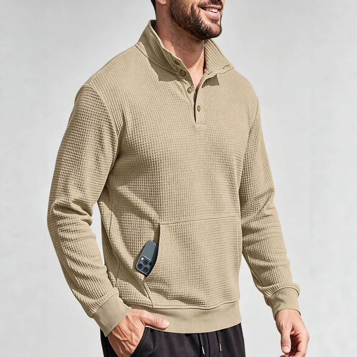 Men's Fashion Sports Sweater with Button Placket