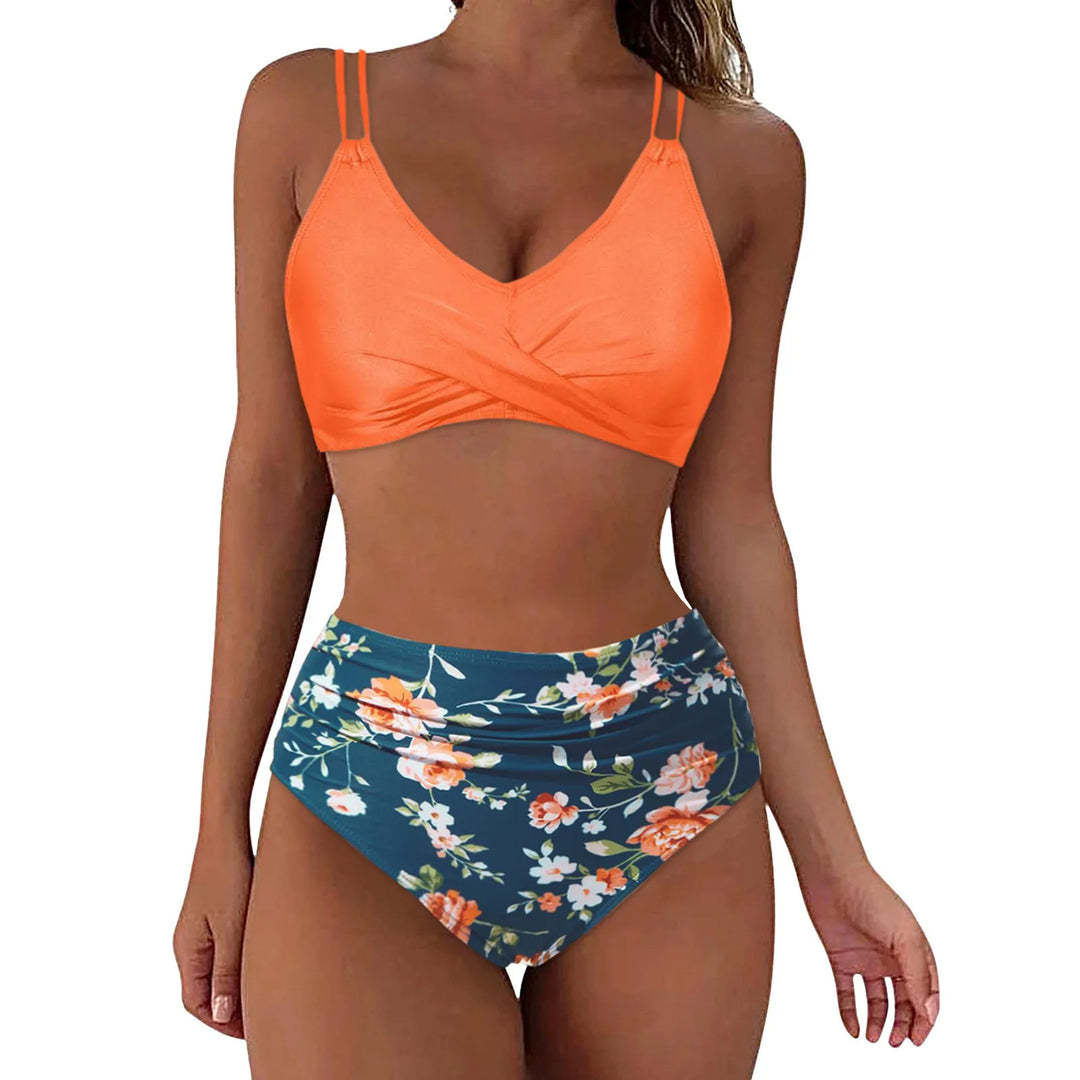 Ladies Trendy High-Cut Bikini with Ruffles Mune Fashion