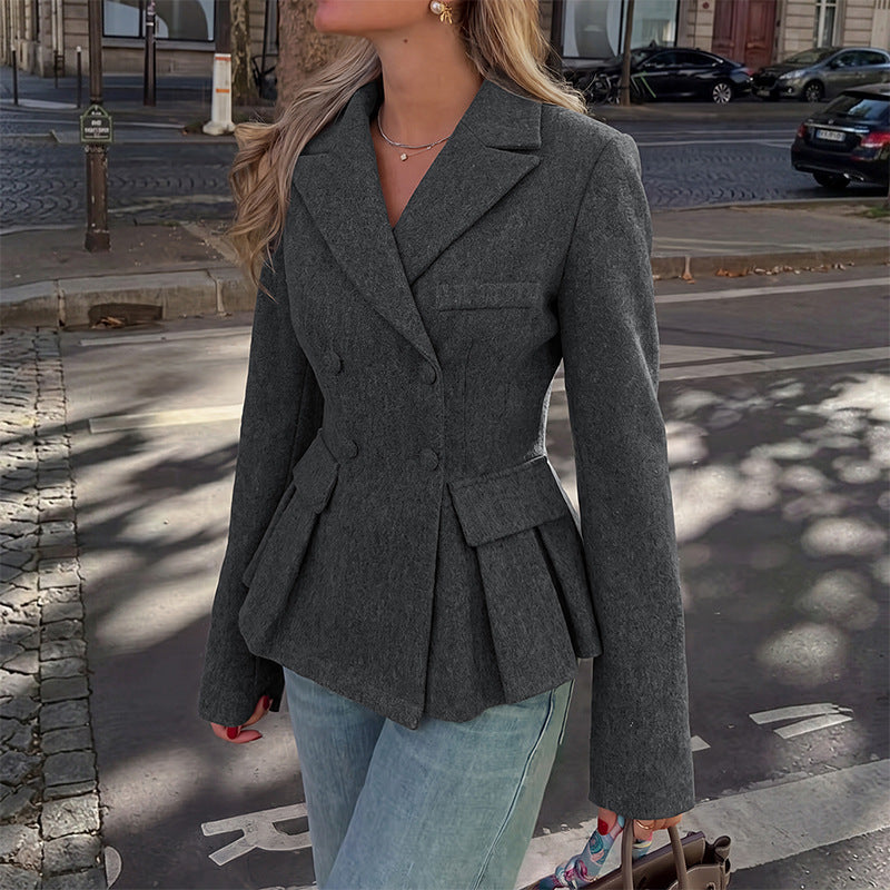 Women's Elegant Blazer with Ruffle Details Mune Fashion