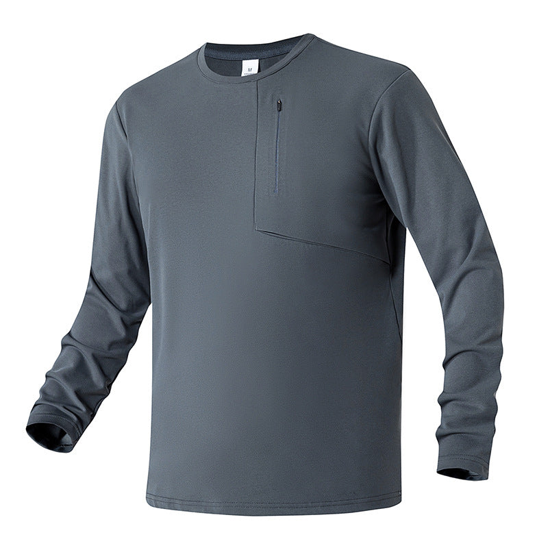 Unisex Oversize Long Sleeve Sweatshirt with Chest Zipper Pocket and Crew Neck Mune Fashion