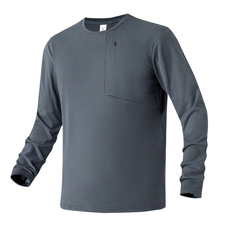 Unisex Oversize Long Sleeve Sweatshirt with Chest Zipper Pocket and Crew Neck Mune Fashion