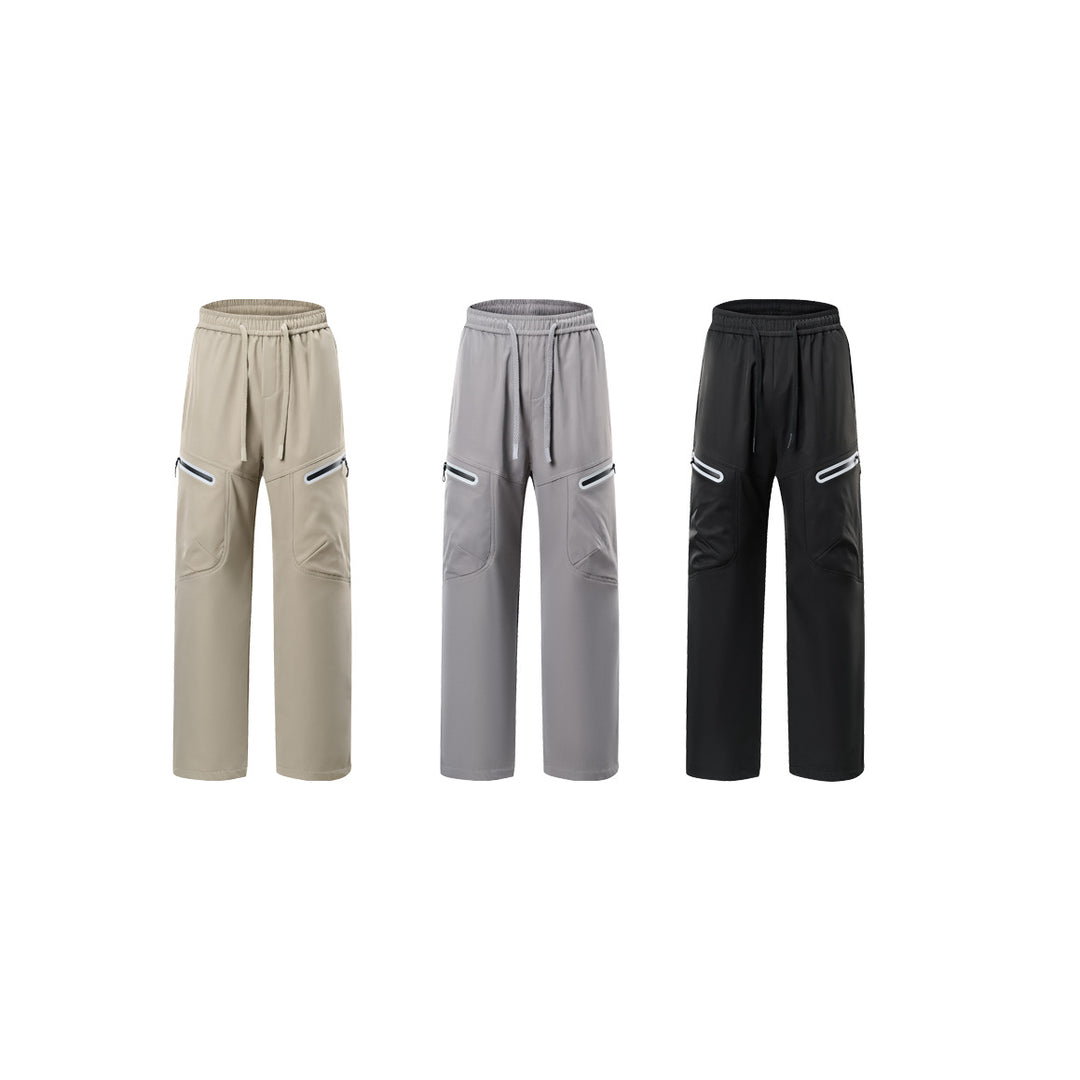 Men's Technical Cargo Jogging Pants with Straight Leg, Zipper Pockets and Drawstring Waist Mune Fashion