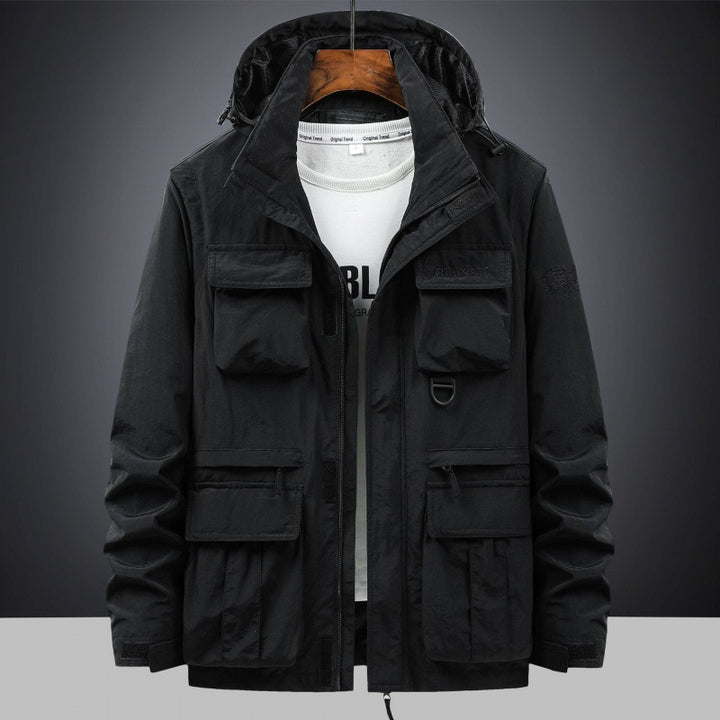 Men's Mult functional Utility Field Jacket with Hood, Multiple Pockets and Ripstop Outer Material Mune Fashion