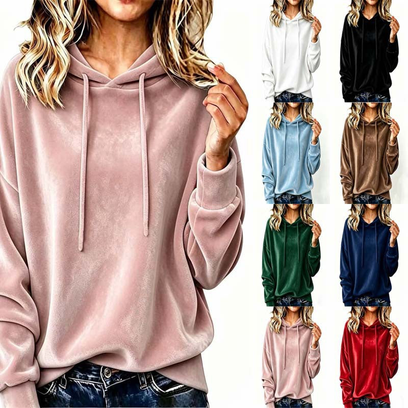 Ladies Velour Oversize Hoodie with Raglan Sleeves Mune Fashion