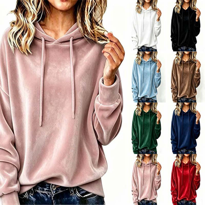 Ladies Velour Oversize Hoodie with Raglan Sleeves Mune Fashion