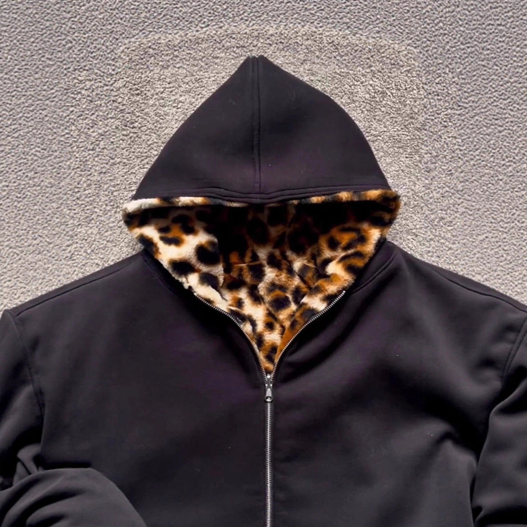Women's Sporty Jacket with Leopard Inner Lining Mune