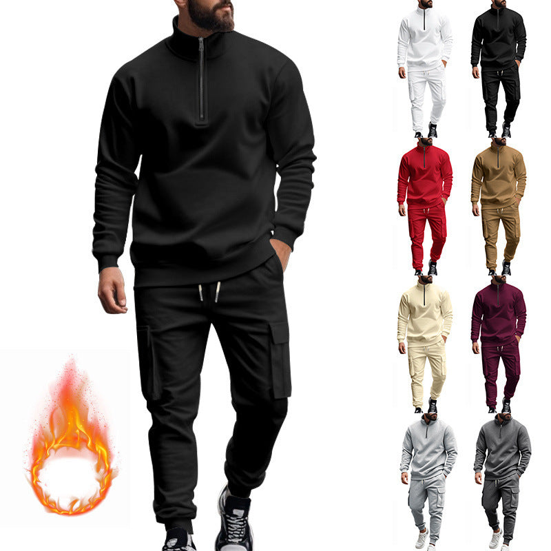 Men's knit training set with half zip, cable knit sweater and drawstring joggers Mune Fashion