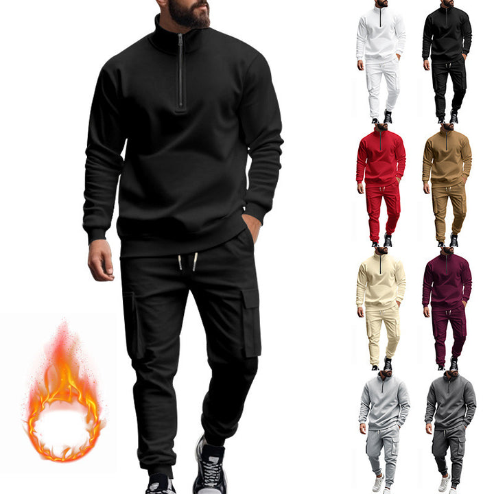 Men's knit training set with half zip, cable knit sweater and drawstring joggers Mune Fashion