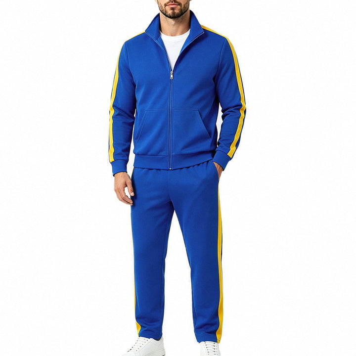 Men's Sport Tracksuit Set with Contrast Stripes, Zip Jacket and Jogging Pants Mune Fashion
