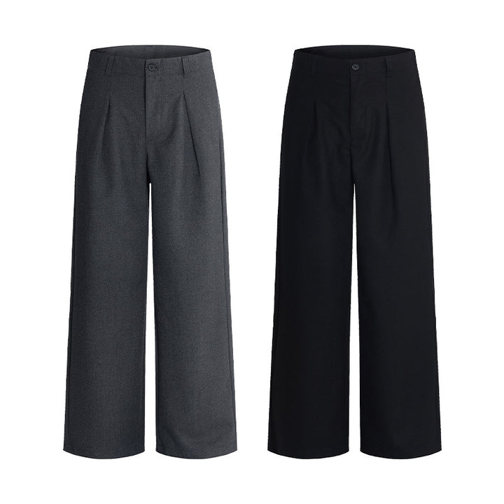 Men's Extra Wide Wool Blend Suit Pants with Crease and High Waist Mune Fashion