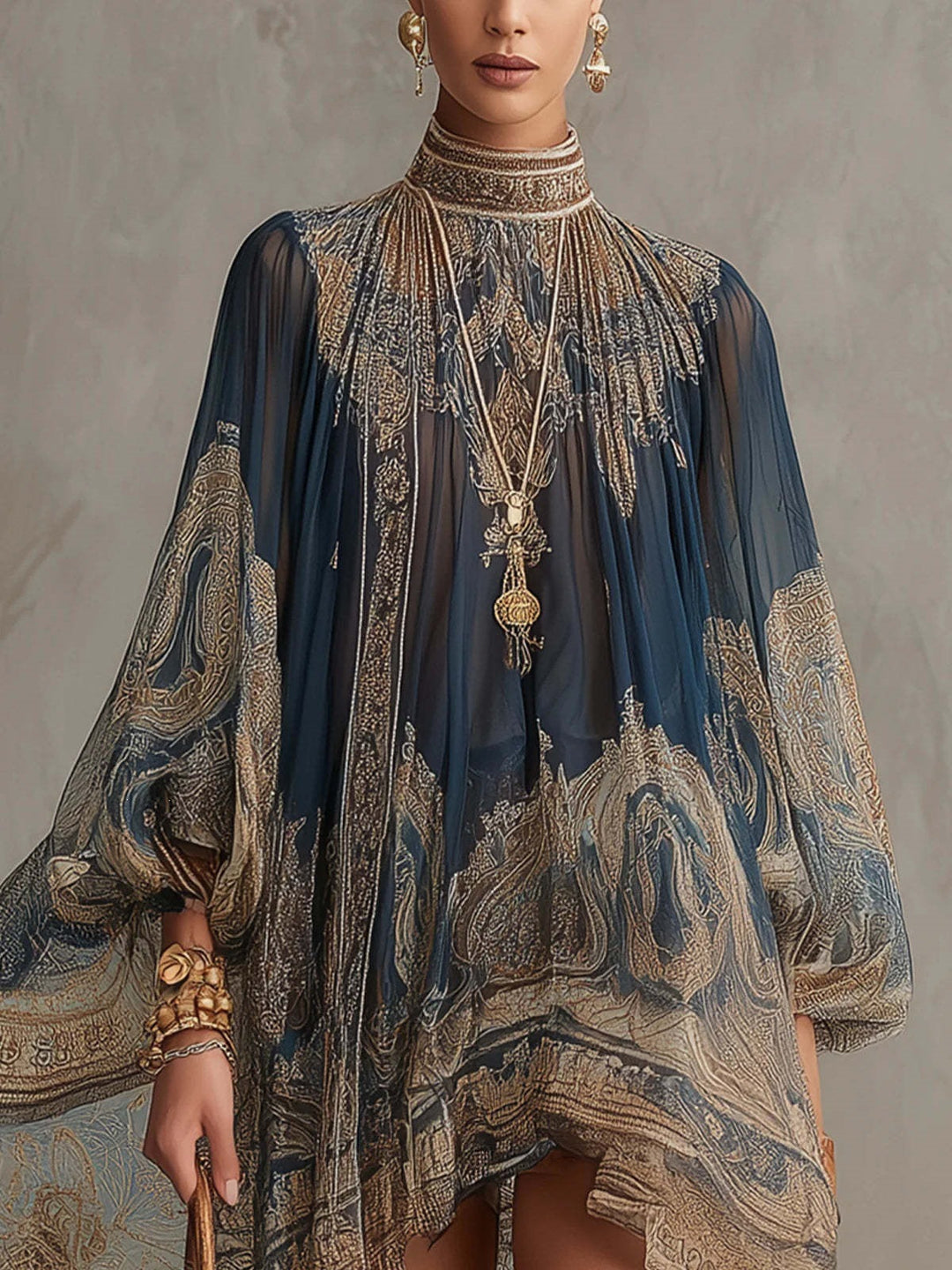 Ladies Elegant Chiffon Dress with Intricate Pattern Mune Fashion