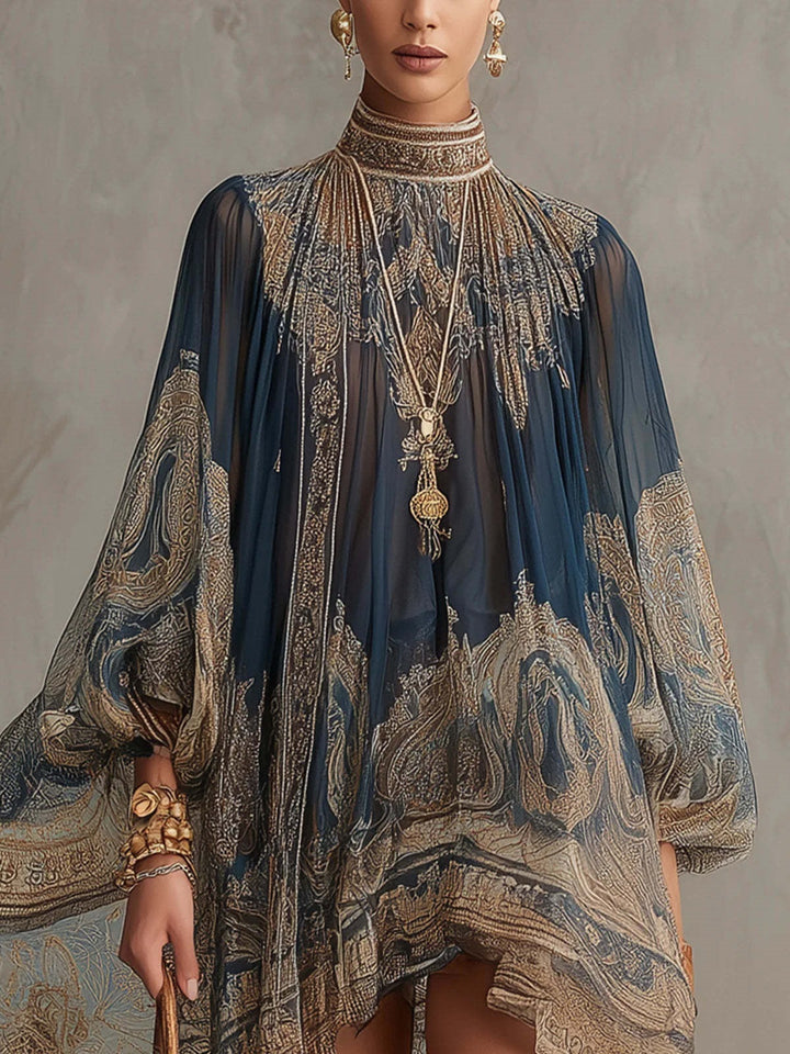 Ladies Elegant Chiffon Dress with Intricate Pattern Mune Fashion