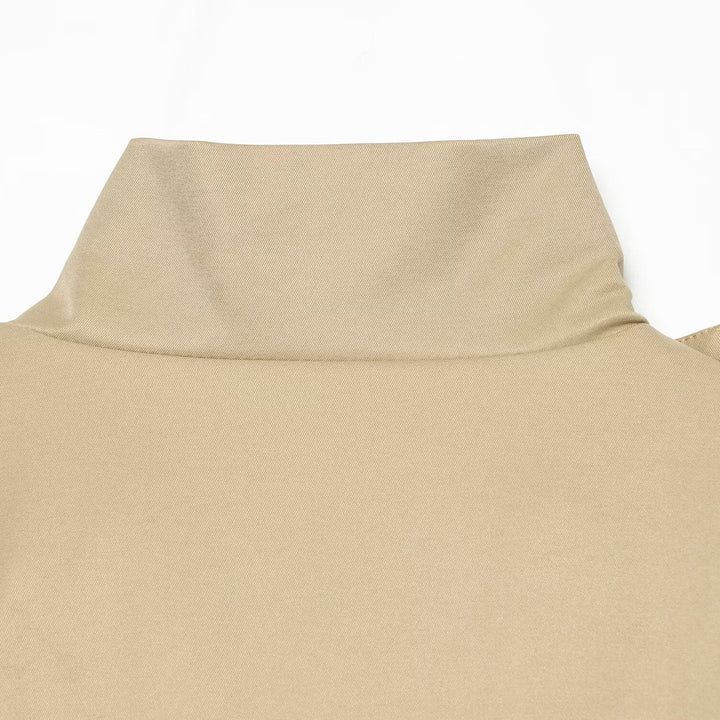 Women Short Cape Trench with High Funnel Collar and Waist Belt Mune Fashion