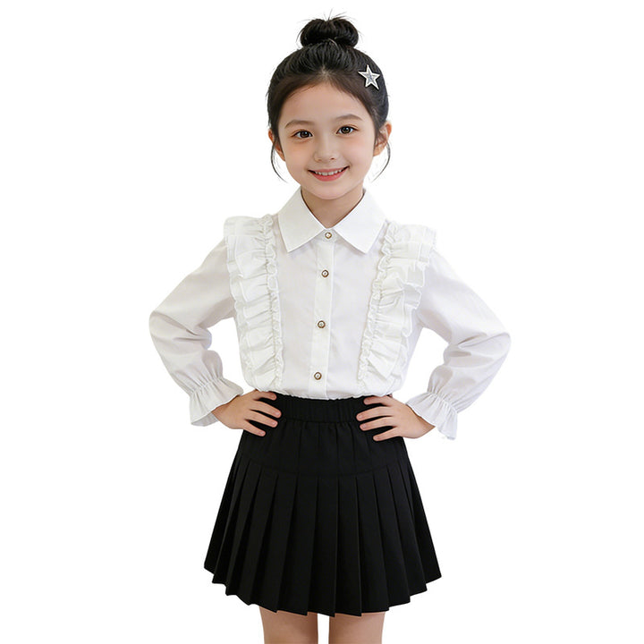 Girl's blouse with ruffle details and button closure Mune Fashion