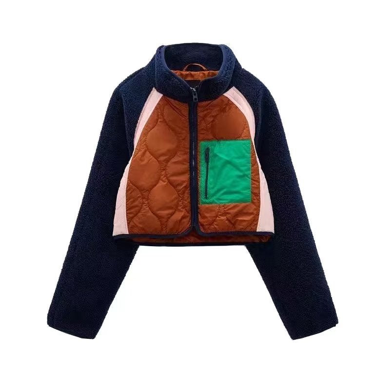 Ladies short-cut quilted fleece jacket with stand-up collar, raglan sleeves and zippered pocket Mune Fashion