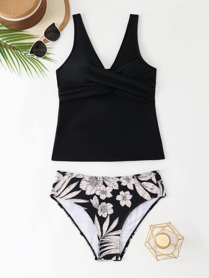 Women's Fashionable Tankini with Floral Bottom Mune Fashion