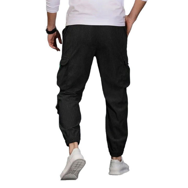 Men's Cord Cargo Jogging Pants with Elastic Waistband, Drawstring & Multiple Pockets Mune Fashion