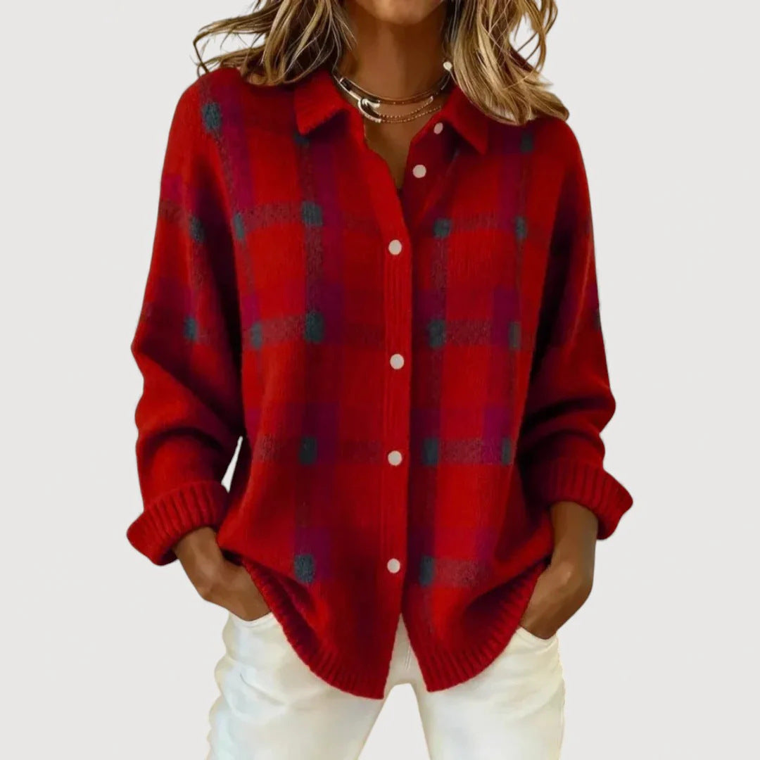Women’s Fashion Checkered Cardigan