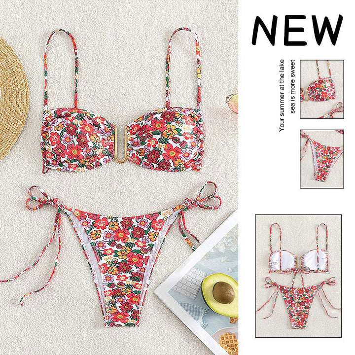 Women's bikini set with floral design and fashionable ring closure Mune Fashion