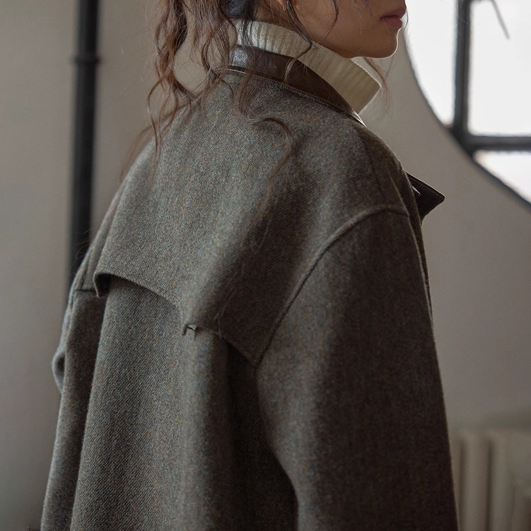 Women's Elegant and Comfortable Wool Jacket with High Collar Drune