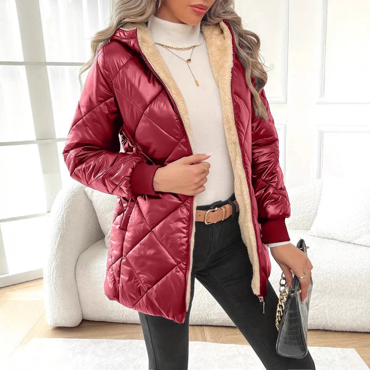Women's quilted jacket with teddy lining and hood Mune Fashion