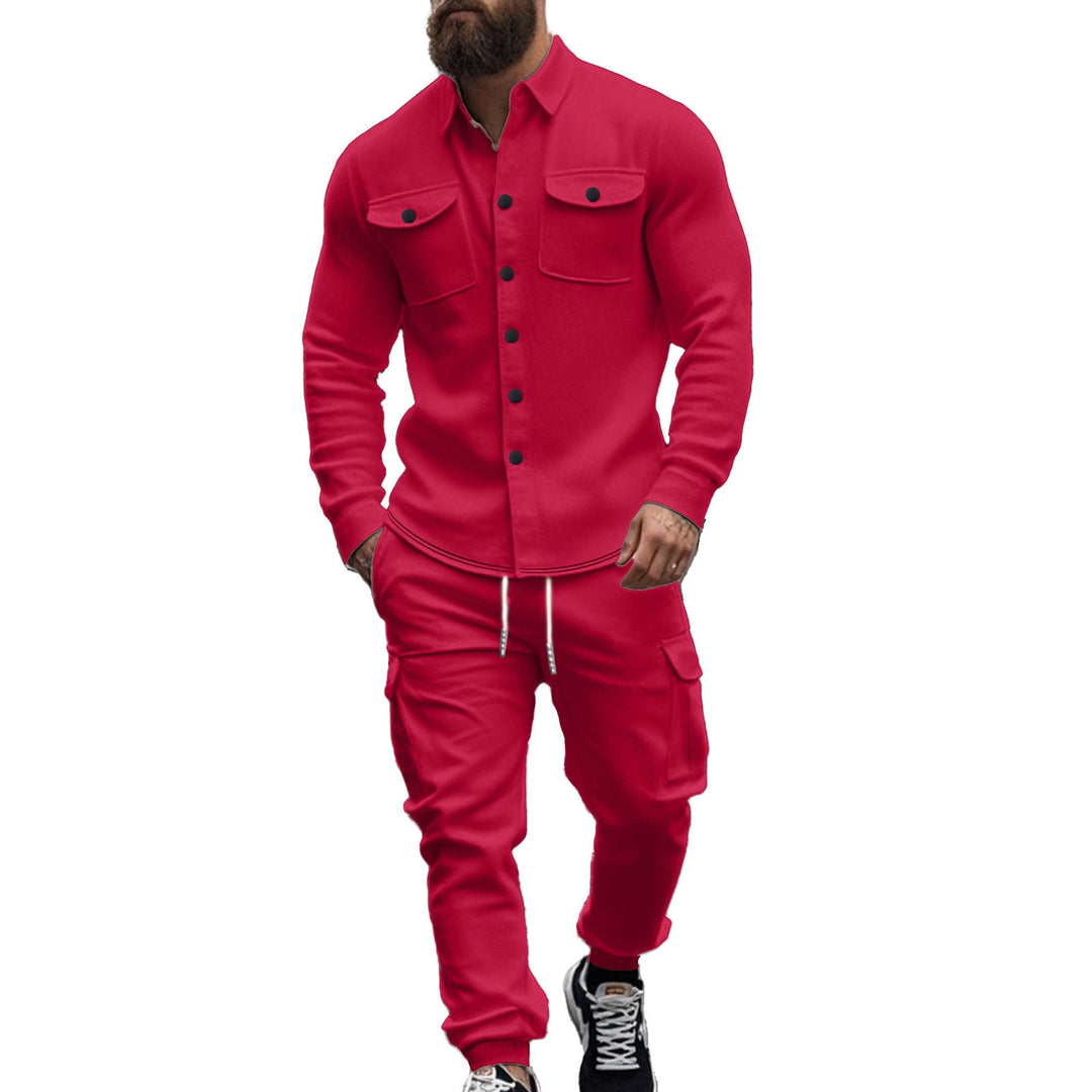 Men's Cargo Set with Casual Shirt and Elastic Pants Mune