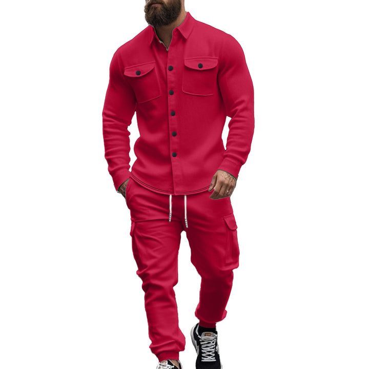 Men's Cargo Set with Casual Shirt and Elastic Pants Mune