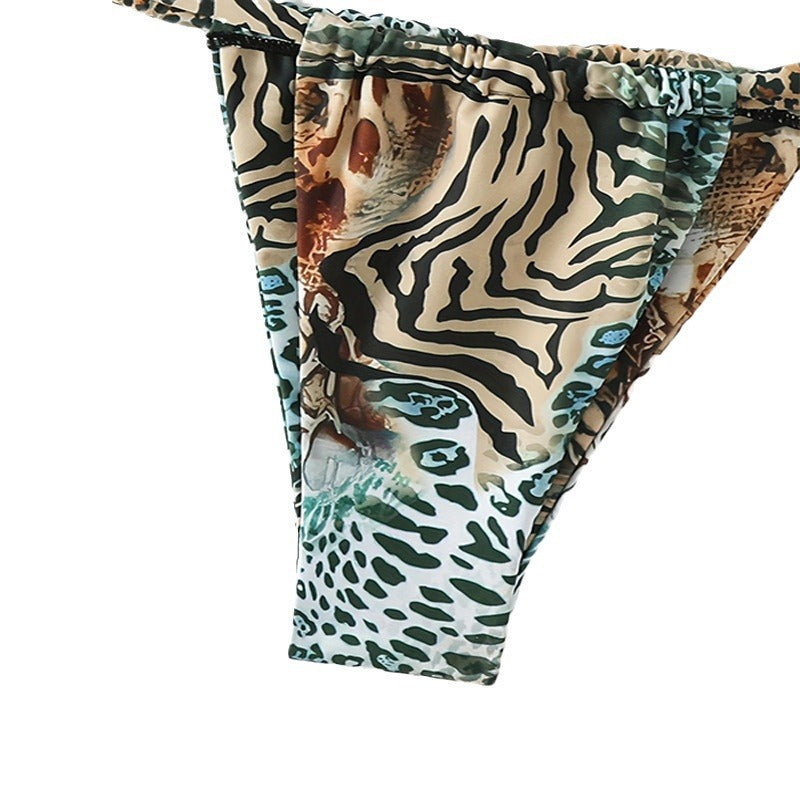 Women's triangle bikini with unique animal print and elegant ties Mune Fashion
