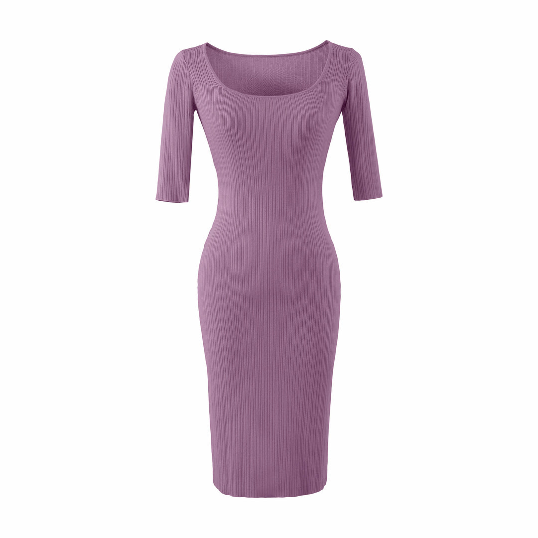 Women Figure-hugging ribbed Midi dress made of stretch knit Mune Fashion