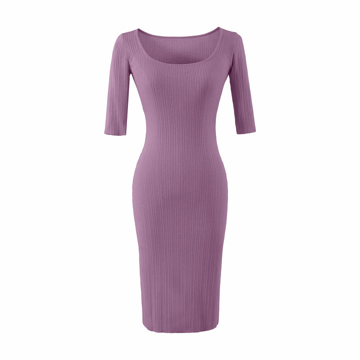 Women Figure-hugging ribbed Midi dress made of stretch knit Mune Fashion
