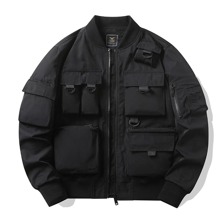 Men's Urban Utility Bomber with Modular Pockets and Zipper Front Mune Fashion