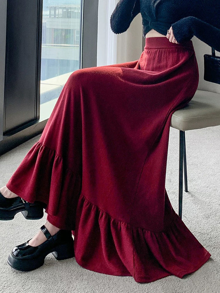 Women's Flowing Maxi Skirt with Ruffles Mune Fashion