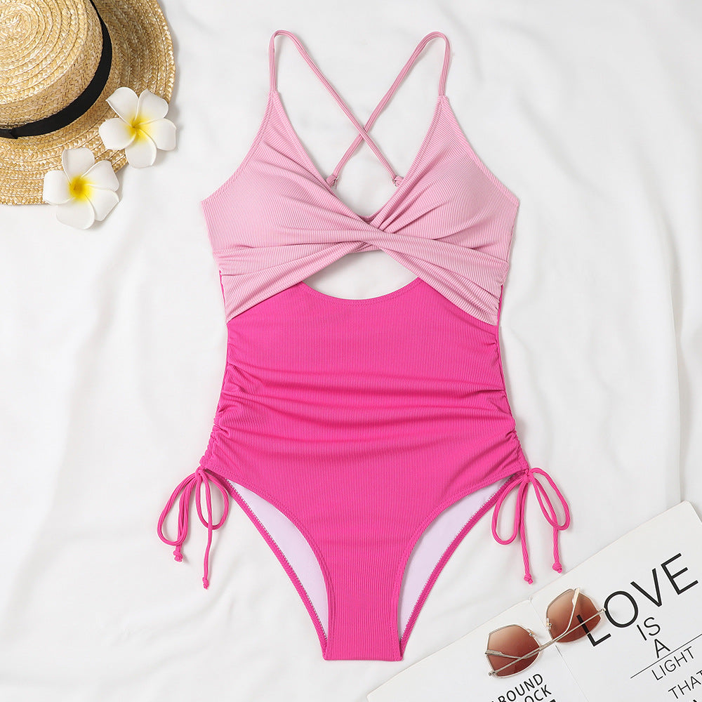 Women's one-piece swimsuit with sophisticated wrap design and trendy cut-out Mune Fashion