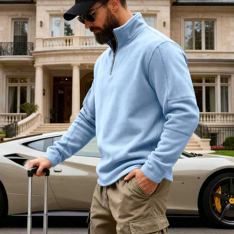 Men's half-zip fleece pullover with stand-up collar, reinforced seams and travel-optimized cut Mune Fashion