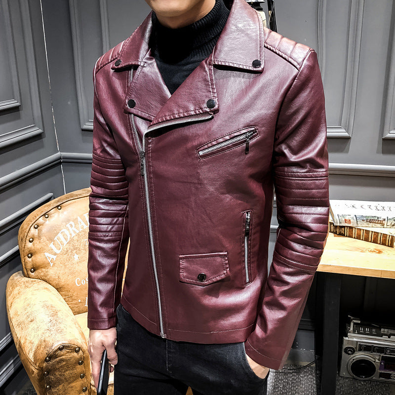 Men Stylish Faux Leather Biker Jacket Mune Fashion